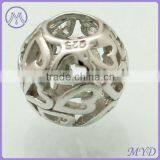 925 Sterling Silver Filigree Heart Bead for European Bracelet thumbnail-2