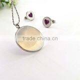 Stainless Steel Girlfriend Heart Pendant Necklace Earring Red Heart Jewelry thumbnail-5