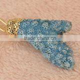 Wholesale Golden Tone Alloy Gemstone Natural Coral Pendant thumbnail-4