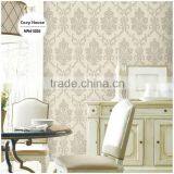 Hot Sale Printed Pvc Coated Wallpaper, Vanilla Yellow Classic Damask Wallcovering for Apartment , Good Wall Covering Corparation thumbnail-1