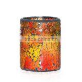 Wine Red Mosaic Glass With Flameless led Candle With Timer Work