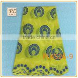 2015 latest hot sale new design yellow embroidered swiss polyester/cotton lace