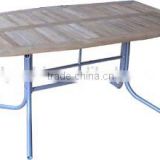 powder coated aluminum outdoor furniture sling table with teak table top