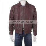 Natural Mens Leather Bomber Jacket , Genuine Leather Bomber Jackets , Black Wholesale Bomber Faux Leather Jacket thumbnail-4
