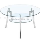 European Style clear Glass coffee table metal chrome frame
