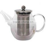 650/1000/1500ml borosilicate glass tea pot with stainless steel strainer