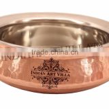 Steel Copper Dish Serving Food Daal Curry Handi Bowl 1350 ML - Home Hotel Restaurant Tableware