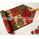 Christmas tapestry table runner with frange
