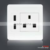 AC 110V-250V UK Socket 2 USB Port 5VDC 21000mA Charger Power Switch Wall Outlet thumbnail-4