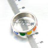 2016 Popular Enamel Heart Silver Gay Wedding Band Jewelry Stainless Steel Rainbow Rings thumbnail-3