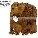 Sandalwood Hand Carved Elephant With Baby thumbnail-1