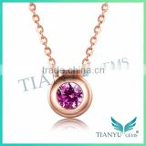 Pink Round Billirant Cut Moissantie Diamond Pendants Charms Fashion Artificial Rose Gold Necklace