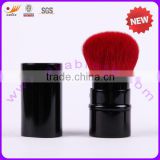 Metal Tube Retractable Private Label Cosmetic Brush with Red Hair