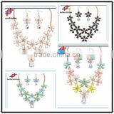 No.1 Yiwu Exporting Commission Agent Wanted Flower Designs Fashion Artificial Statement Necklace and Earrings Sets for Girls thumbnail-1
