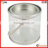 Chocolate Cookie Round Handle Snacks Metal Clear Pvc Box