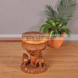 Thailand Style Solid Wood Carved Forest Elephant Little Chair, New Design Handcarved Shoe Changing Chair (BF01-X1175) thumbnail-4