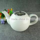Fast Shipping White Porcelain Ceramic Tea Kettle Wtih Stainless Steel Lid thumbnail-1
