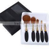 Wholesale Best Selling Oval Makeup Brush 5pcs Rose Gold Toothbrush Foundation Brush Set thumbnail-3
