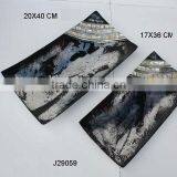 Rectangular Aluminum Tray With Food Safe Enamel and Mother of Pearl Mosaic