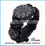 Hiking&camping 480 Paracord Survival Waterproof Quartz Watch Bracelet With Compass Thermometer Firestarter Whistle thumbnail-3