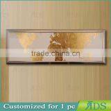 Framed Handmade World Map With Gold Leaf Painting Modern Wall Art thumbnail-1