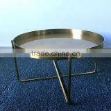Round Shape Metal Iron Gold Color Folding End Side Table