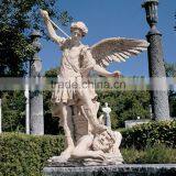 Outdoor Garden Decoration White Stone Saint Micheal Statue Marble