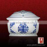 Hand Painted Blue and White Porcelain Funeral Accessories Cremation Urns for Good Sale thumbnail-1