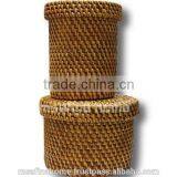 Round Full Rattan Box With Lid thumbnail-2