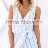 Stripe Fashion Wrap Playsuit Latest Design Lady Sexy Summer Romper thumbnail-2