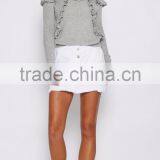 Long Sleeve Ruffle Knit Top Latest Saree Blouse Designs for Women thumbnail-3