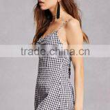 Fashion Spaghetti Straps Sleeveless Lush Gingham Tie-Back Sexy Womens Romper thumbnail-5