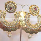 Gold Coin Bollywood Dangler EARRINGS thumbnail-1