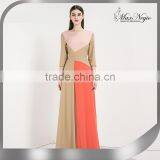 Retail Online Shopping Latest Dress Designs Photos Women Contrast Maxi Evening Dress Long Sleeve thumbnail-1
