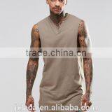 Men 100% Cotton Blank Super Long Line Notch Neck Sleeveless Tee Shirt Factory Suppliers in China thumbnail-1