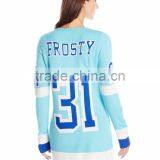 Women Light Blue Sweater Snowman Word Pattern Christmas Sweater Ugly thumbnail-2