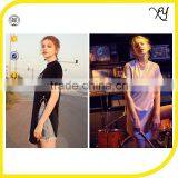 Longline Cutting Tshirts Plain Thin Embroidery Logo Women T Shirt thumbnail-1