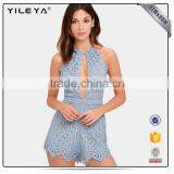 Hot Sale Lace Embroidery Deep V Neck Women Party Jumpsuits