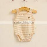 Hot Sale Stripe Organic Cotton Newborn Baby Vest Bodysuit thumbnail-2