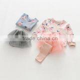 Autumn New Style Flower Printing Tops and Tutu Culotte Girls Boutique Clothing Set thumbnail-2