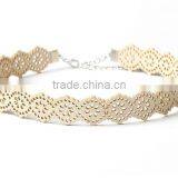 Hot Choker Fashion Korea Velvet Hollow Laser Caving Flowers Collar Choker Womens Suede Flower Laser Cut Necklace Jewelry thumbnail-4