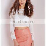 Hot Sale Elegant Women White Lace Fabric Long Sleeve Blouse Wholesale thumbnail-3