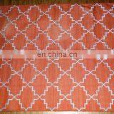 Vishal Handicraft-60x36" Orange & Silver Hand Woven Indian Cotton Carpet/Floor Throw Indian Kangri Style Rug Wholesale thumbnail-2