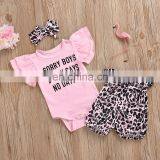 Short Sleeve Pink Top Matching Leopard Pattern Shorts and Headband 3pcs Beautiful Baby Girl Boutique Summer Suit thumbnail-1