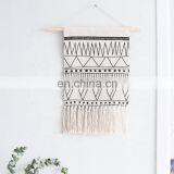 Northern European Black Wavy Design Floor Mat Boho Basket Arabic Tapestry Hand Knotted Tassels White Wall Hanging Tapestry thumbnail-4