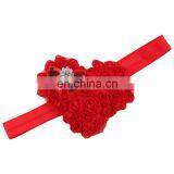 Pink Red Heart Shape Rose Flowers With Sequins Bows Rhinestones Chiffon Soft Hair Bands Girls Headbands Accessories Valentines thumbnail-3