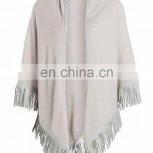 Wholesale Ladies 100% Cashmere Custom Fur Trimmed Poncho and Shawls thumbnail-3