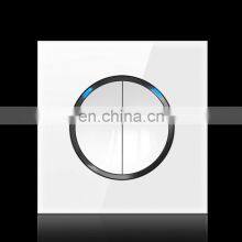 Random Click On / Off Wall Light Switch With LED Indicator Pass Through Switch Switched Glass Panel, 2 Gang 2 Way