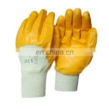 Cheap Yellow Palm Coated Nitrile Working Gloves With Interlock Lining thumbnail-1