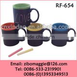 U Shaped Colored Slate Daily Use Porcelain Wholesale Beer Mug with Chalk